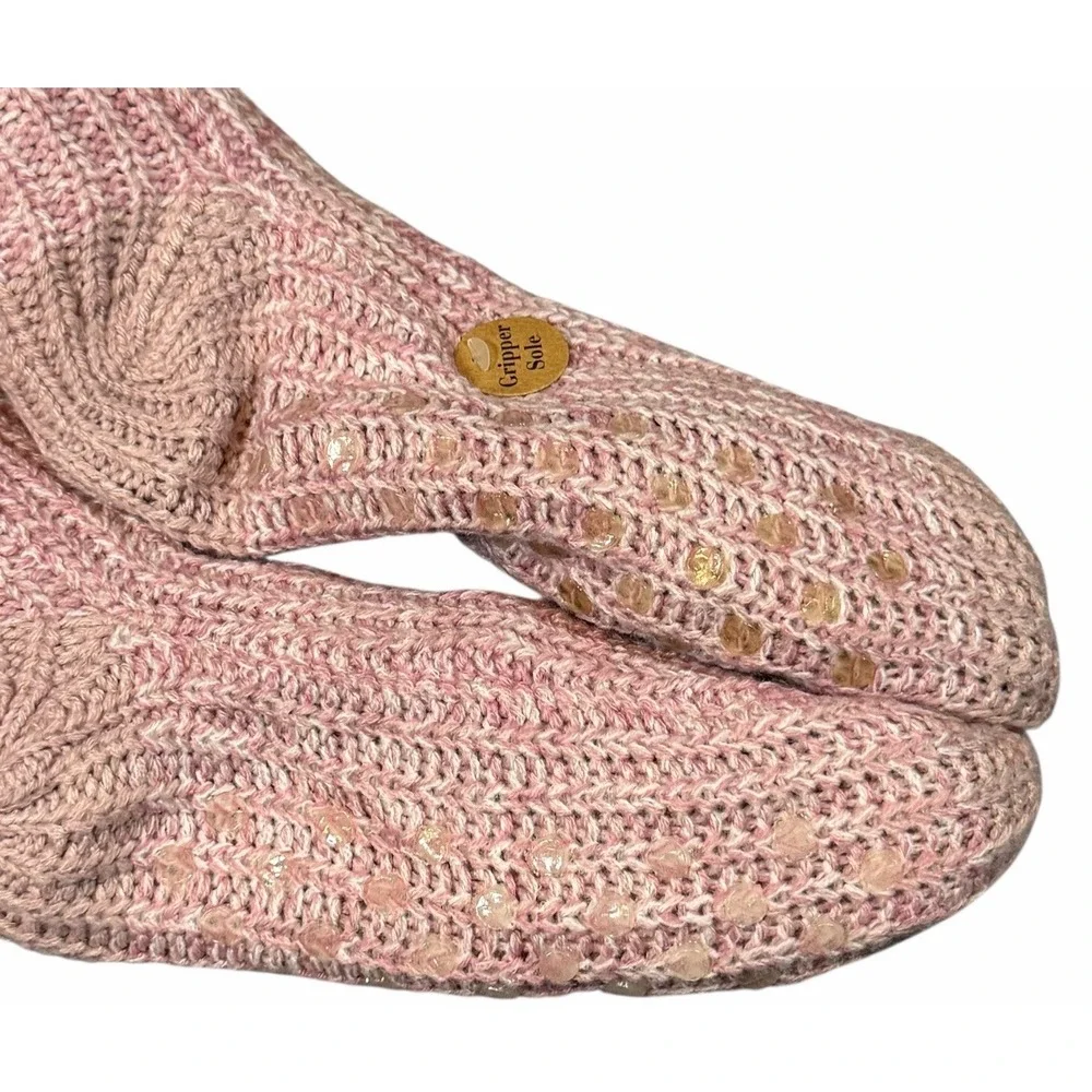 Born Women's Sherpa Lined Slipper Socks - Shoe Size 4-10 Mauve / Cocoa /Pom  NWT
